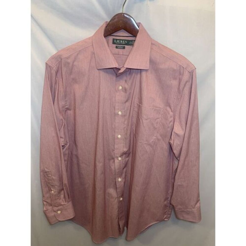 Mens Lauren Ralph Lauren 17.5 32/33 Striped Button Down Shirt Non Iron Classic